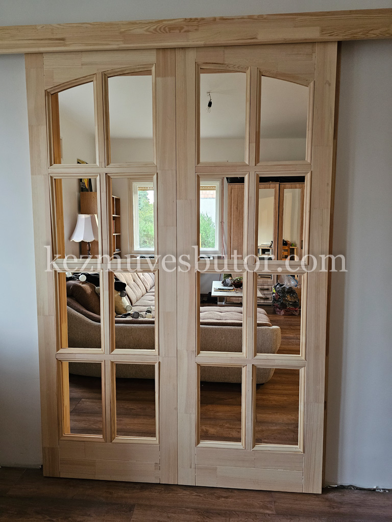 Natúr fa kétszárnyú tolóajtó